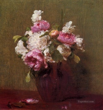 Peonías blancas y rosas Narciso pintor de flores Henri Fantin Latour Pinturas al óleo